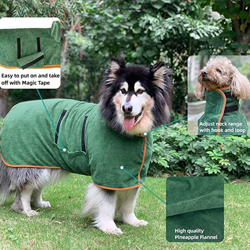 Schnell trocknender Hunde-Bademantel aus Mikrofaser – Weicher, Saugfähiger Fellpflege-Mantel für Kleine, Mittlere & Große Hunde | Pawliyaa